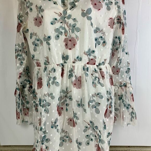 VILA Clothes White With Flowers Flared Tiered - Picture 4 of 5